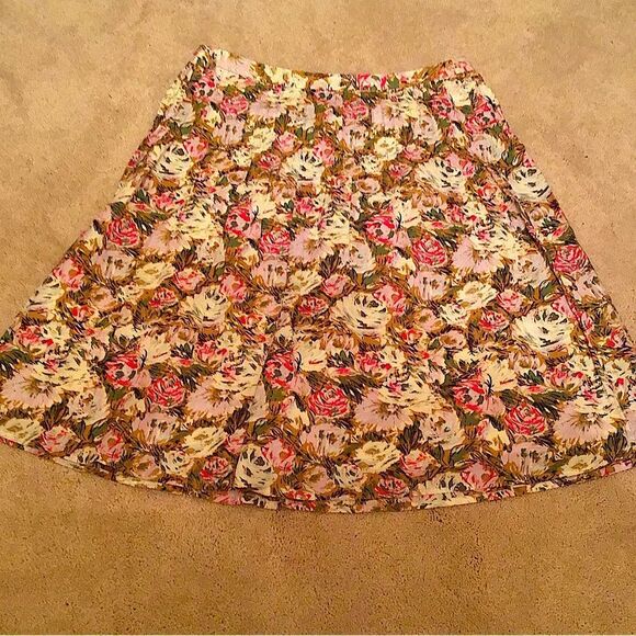 Vintage Attention Floral A-Line Cotton Skirt - Pink and Cream - Picture 1 of 4